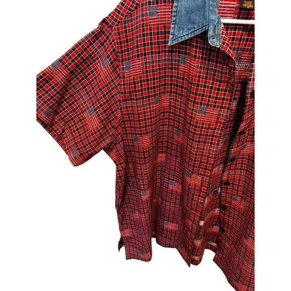 Shaver Lake Worran Women's Red Short Sleeve Button Down Plaid Shirt Size 2X - Picture 4 of 6